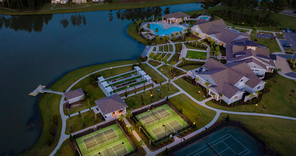 105247_Four Seasons at Lakes of Cane Bay_Pickleball Courts at Twilight