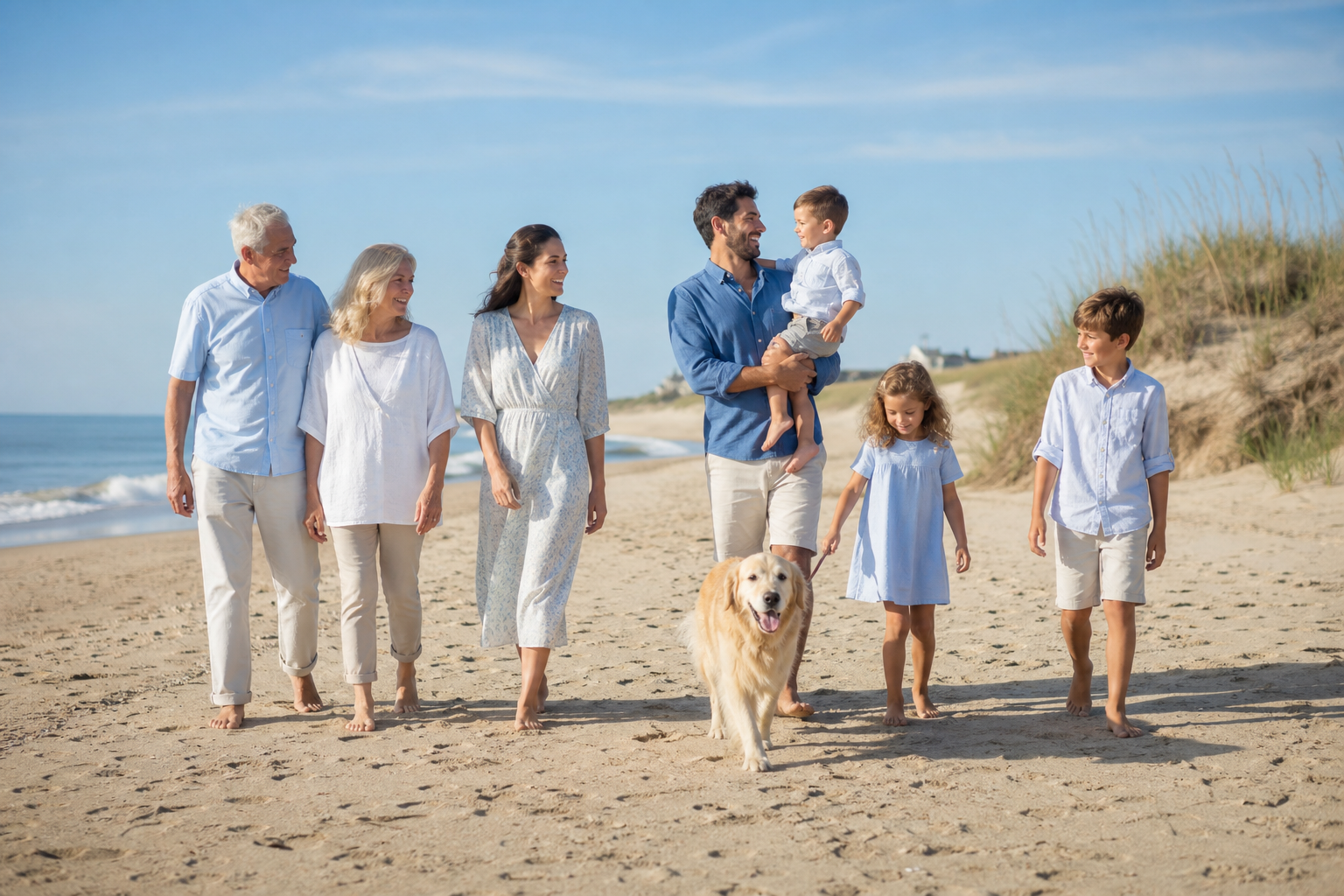 Family Walk on North Carolina Beach